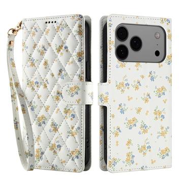 iPhone 17 Pro Rombisk blomsterlommebok etui gule blomster