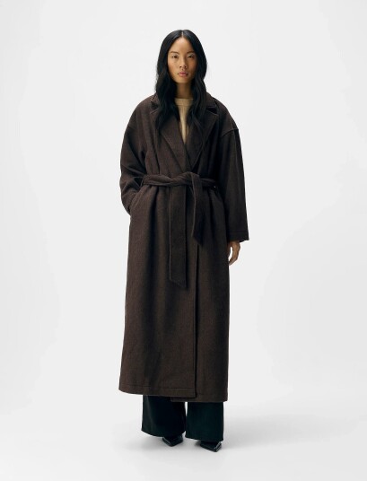 Object Objclara Oversize Coat A Rep Brown 34