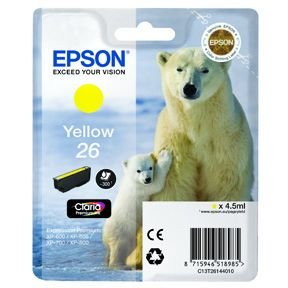 Epson 26 T2614 Y blekkpatron - C13T26144012 Original - Gul 6 ml