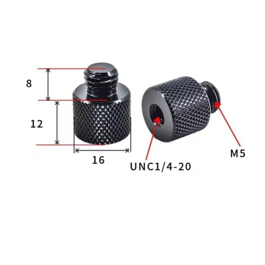 INF Stativ M12 til 1/4" 5-pakning M5