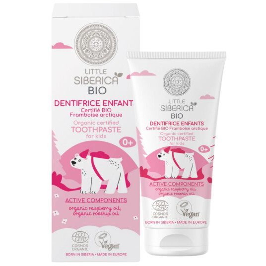 Økologisk Barnetannkrem Natura Siberica Arctic Rasperry 60 ml.