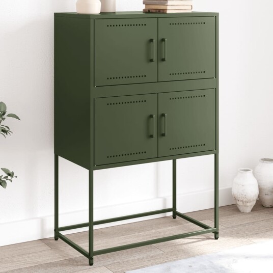 Skjenk olivengrønn 68,5x38,5x107 cm stål 8721102633690