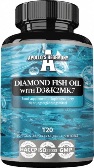Omega-3 Fiskeolje 1000 mg D3 2000 IU K2 MK-7 – 120 kapsler