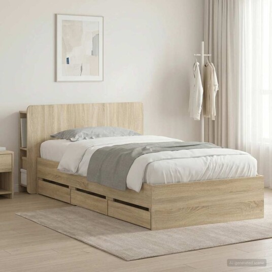 Sengeramme med oppbevaring Sonoma eik 75 x 190 cm Sengeramme med oppbevaring Sonoma eik 75 x 190 cm