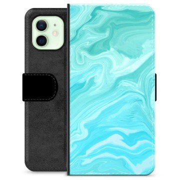 iPhone 12 Premium Lommebok-deksel Blå Marmor