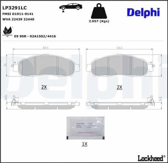 DELPHI LP3291LC Bremseklosser DELPHI LP3291LC Bremseklosser