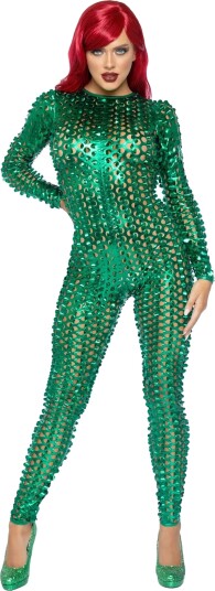Leg Avenue Laser Cut Catsuit Grønn Metallic Deluxe X-Large 86892-126|XL