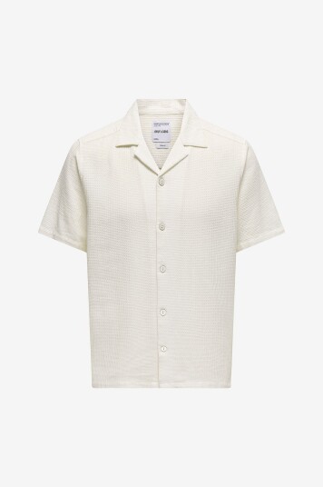 Only & Sons Skjorte onsBertil Waffle SS Resort Shirt Hvit