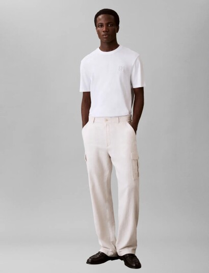 Calvin Klein Ss Supima Emblem Logo Tee White S