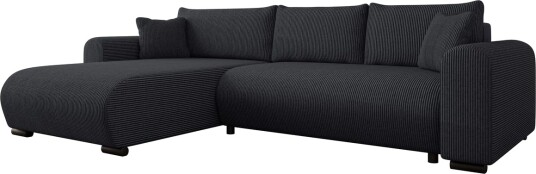 Handda Sovesofa med Sjeselong 3 seter i Manchester Svart Handda Sovesofa med Sjeselong 3 seter i Manchester Svart