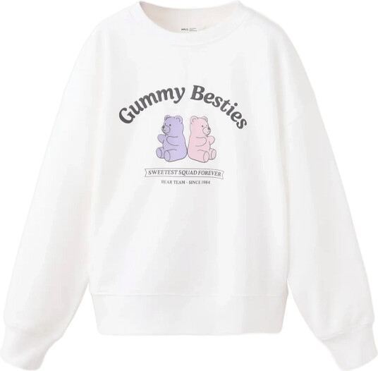 Mango Printed Cotton Sweatshirt White 116