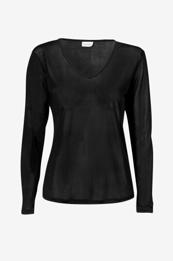 Damella   Topp Long Sleeve i silke   Svart