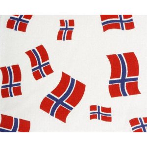 Bomullsstoff med Norske Flagg 145cm 50cm Bomullsstoff med Norske Flagg 145cm 50cm