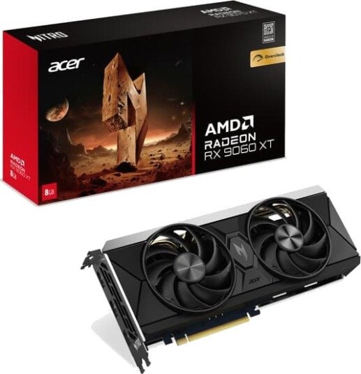 Nitro Radeon RX 9060 XT 8GB grafikkort (sort)
