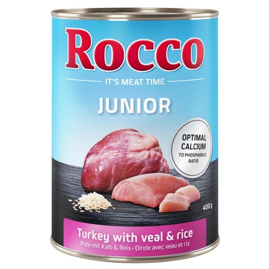 Rocco Junior 6 X 400 G Kalkun & Kalvehjerter Med Kalsium