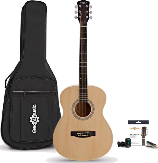 Gear4Music Student Akustisk Gitar Natur med Tilbehørspakke