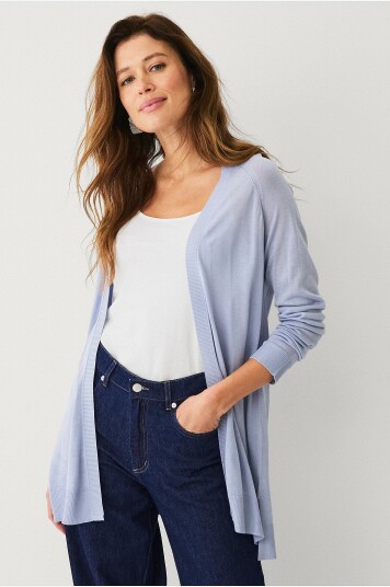 Ellos Collection Finstrikket kardigan ( Frida) Cardigan Finetknited Blå