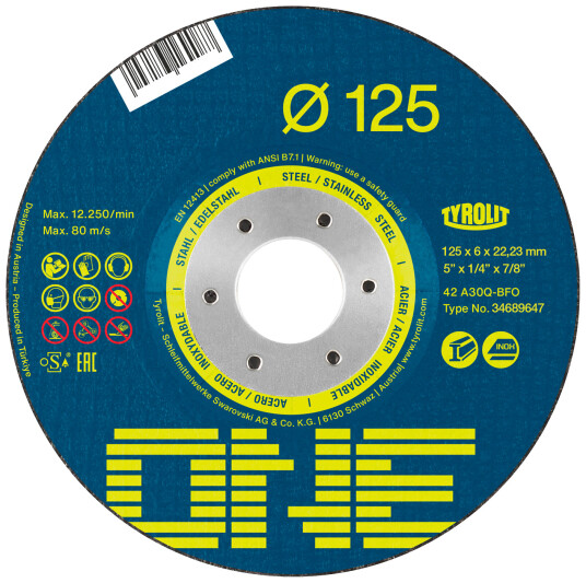 Tyrolit One skrubbskive form 27 ø230Ã6 A30Q-BFO