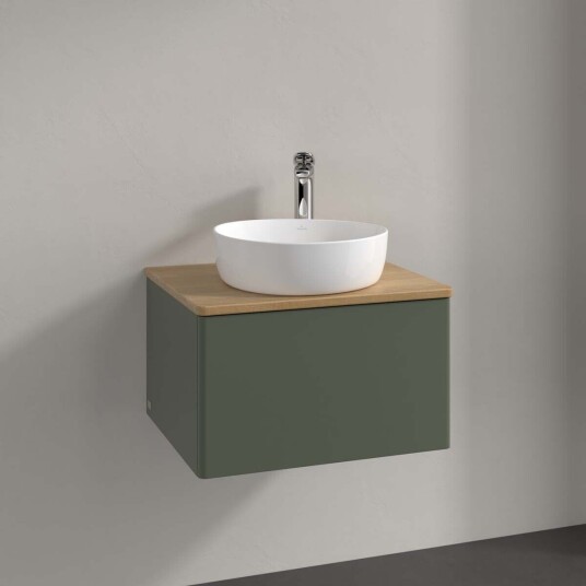 Villeroy & Boch Antao Servantskap med 1 skuff 60x50x36 cm m/lys Grønn Matt/Eik