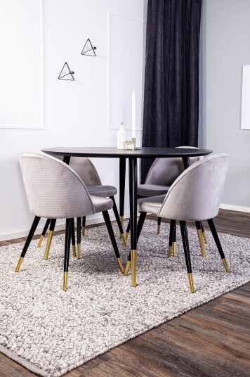 Venture Home   Spisegruppe Doris bord og 4 stk Velvet stoler   Grå