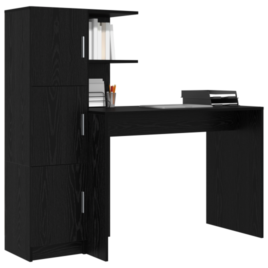 Skrivebord med lagring 2 pcs Svart eik 102 x 50 x 124 cm Skrivebord med lagring 2 pcs Svart eik 102 x 50 x 124 cm
