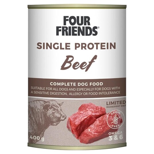 Four Friends Våtfôr til Hund med Single Protein Oksekjøtt 400 g