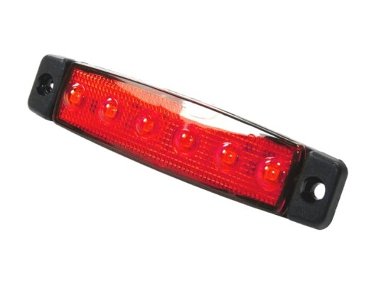 LED markeringslampe 6 LED"s   24V oransje/rød/hvit Farge/lednings lengde: Rød 20cm ledning