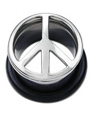 Utgått Cutted Silver Peace Piercing Tunnel Strl 14 mm