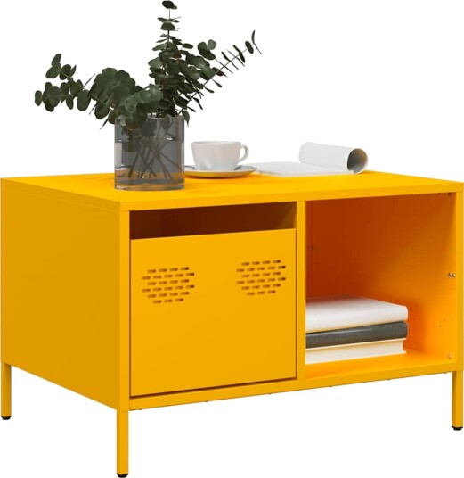 Salongbord sennepsgul 68,5x50x43,5 cm kaldvalset stål 8721102930409