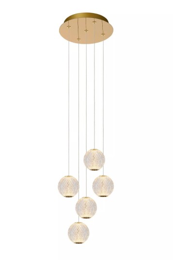 Lucide Cintra rondell takpendel 5-lys 2700K 5 x 4,7W Dimbar - Transparent/Messingfarget Lucide Cintra rondell takpendel 5-lys 2700K 5 x 4,7W Dimbar - Transparent/Messingfarget