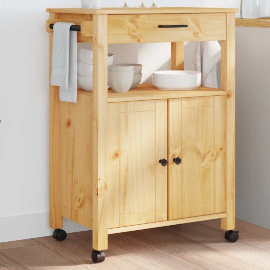 Kjøkkenvogn MONZA 60x40x90 cm heltre furu 376097 Kjøkkenvogn MONZA 60x40x90 cm heltre furu 376097