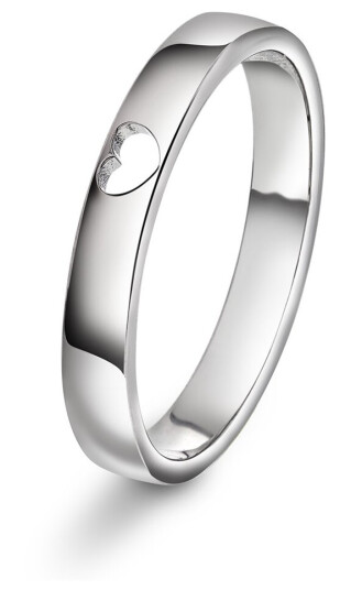 Pan Jewelry Hjerteglimt ring i rhodinert sølv størrelse 54