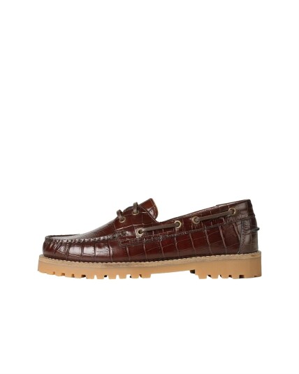 Garment Project Ollie Boat Shoe Brown Croco Leath Brown 42 Garment Project Ollie Boat Shoe Brown Croco Leath Brown 42