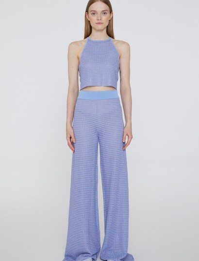 REMAIN Birger Christensen Metallic Knit Pants Blue 36 REMAIN Birger Christensen Metallic Knit Pants Blue 36