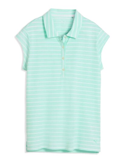 PUMA Golf W Pique Yd Stripe Cap Sleeve Green XS PUMA Golf W Pique Yd Stripe Cap Sleeve Green XS