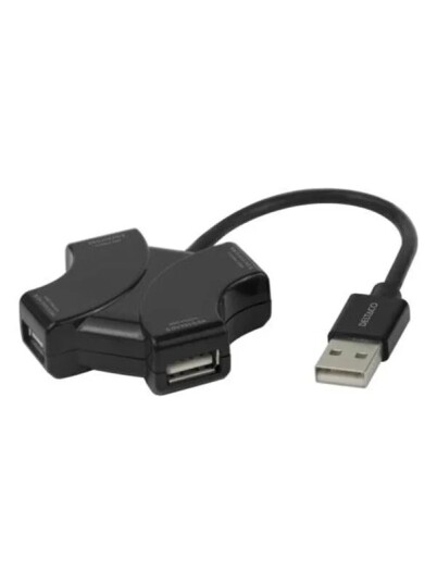 Deltaco USB Hub 4x USB A USB hub 4 porter Svart UH 737 Deltaco USB Hub 4x USB A USB hub 4 porter Svart UH 737