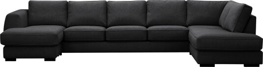 Optus 6 seters U sofa med divan og sjeselong venstre Svart
