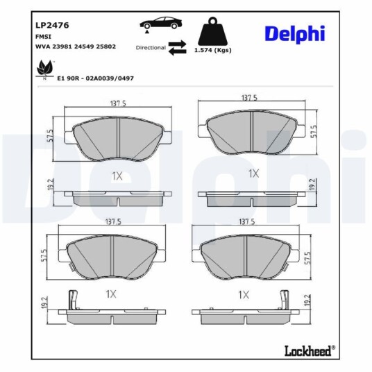 Bremseklosser DELPHI LP2476 Bremseklosser DELPHI LP2476