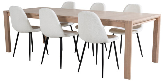 Venture Home Slider Matgruppe Utvidbar 170 cm Rektangulær med 6 Polar stoler Sort
