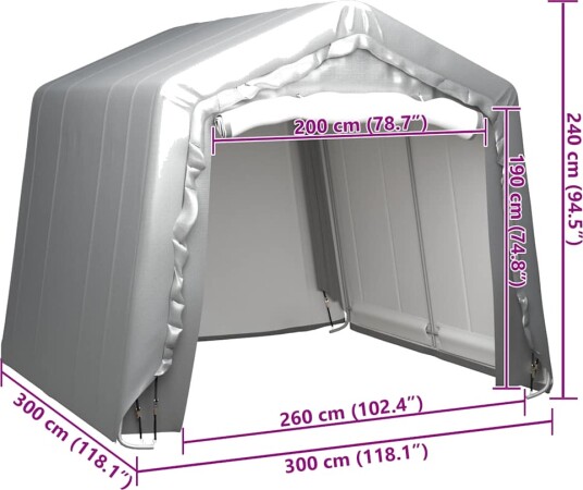 vidaXL Oppbevaringstelt 300x300 cm stål grå