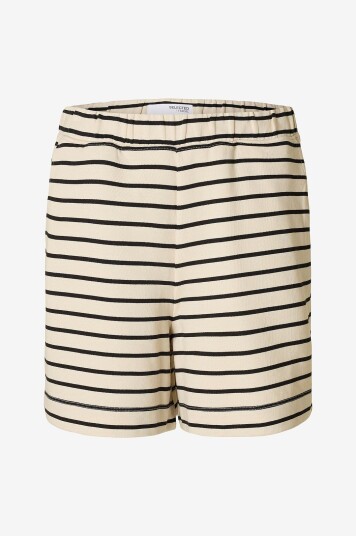 Selected FEMME - Shorts slfElise HW Striped Shorts - Svart