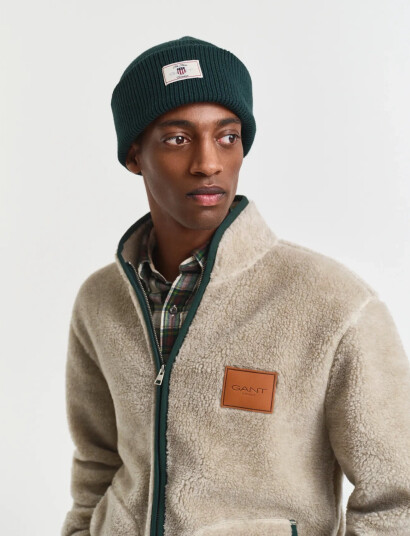 GANT Cotton Blend Ribbed Beanie - Green - ONE SIZE GANT Cotton Blend Ribbed Beanie - Green - ONE SIZE