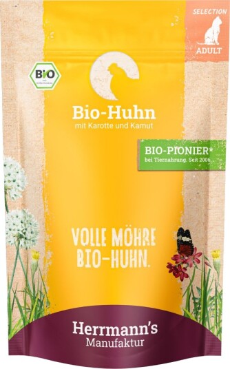 Herrmanns Våtfôr Selection Bio Selection Økologisk Med Økologisk Gulrot & Økologisk Kamut Kylling 12 X 100 G