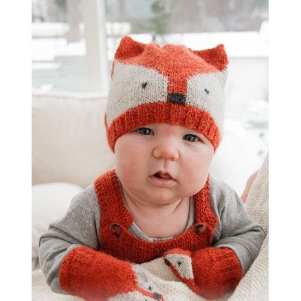 Baby Fox by DROPS Design Baby Lue og Vanter Strikkeoppskrift Str prematur 3 4 år