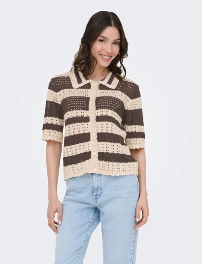 JDY Jdyrobin 2/4 Collar Cardigan Knt Noos   Brown   XS