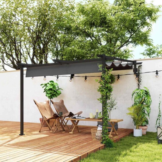 Terrassetak pergola ca 3x3m terrassetak hagepaviljong i aluminium veggfeste hagepaviljong med justerbart tak solskjerming fo Terrassetak pergola ca 3x3m terrassetak hagepaviljong i aluminium veggfeste hagepaviljong med justerbart tak solskjerming fo