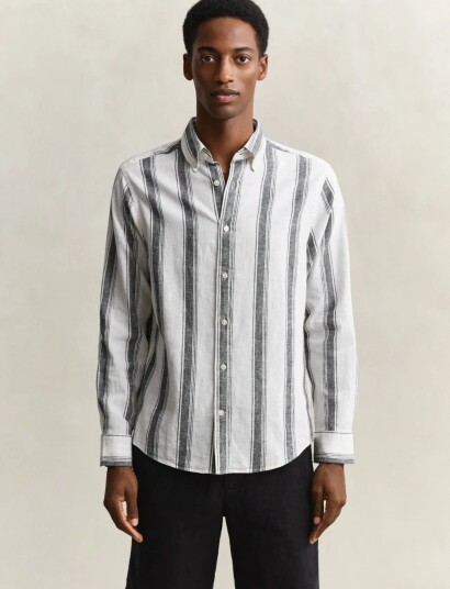 GANT Reg Cotton Linen Stripe Shirt White XL