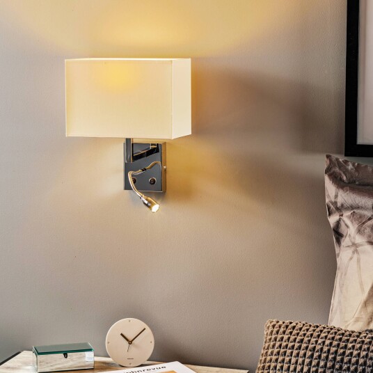 Euluna Vegglampe Hotel LED med fleksibel lesearm, hvit