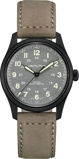 Hamilton Herreklokke H70215880 Khaki Field Grå/Lær Ø38 mm