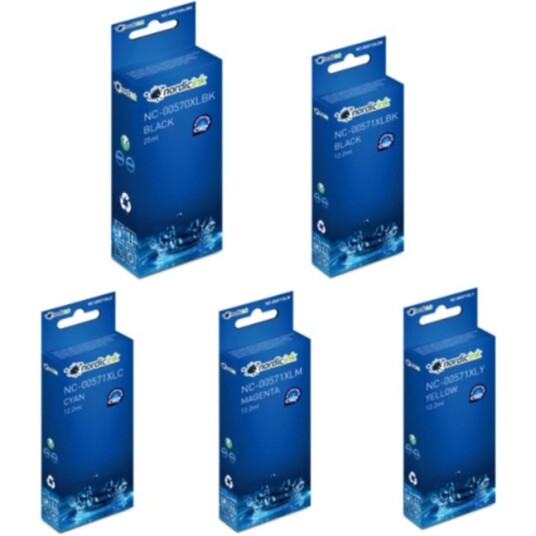 Nordicink Paket med 5 st kompatibla XL PBK/BK/C/M/Y NC-0057XMULTI5